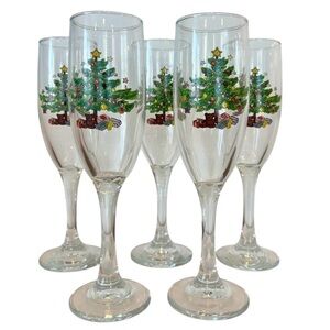 NIKKO Happy Holidays Glassware Champagne Flute Set of 5
